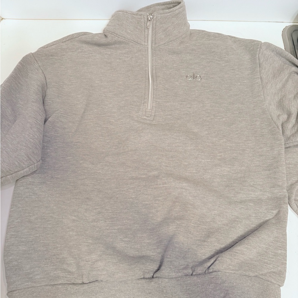 Cozy Gray Zip Up Sweater with Stand-Up Collar
